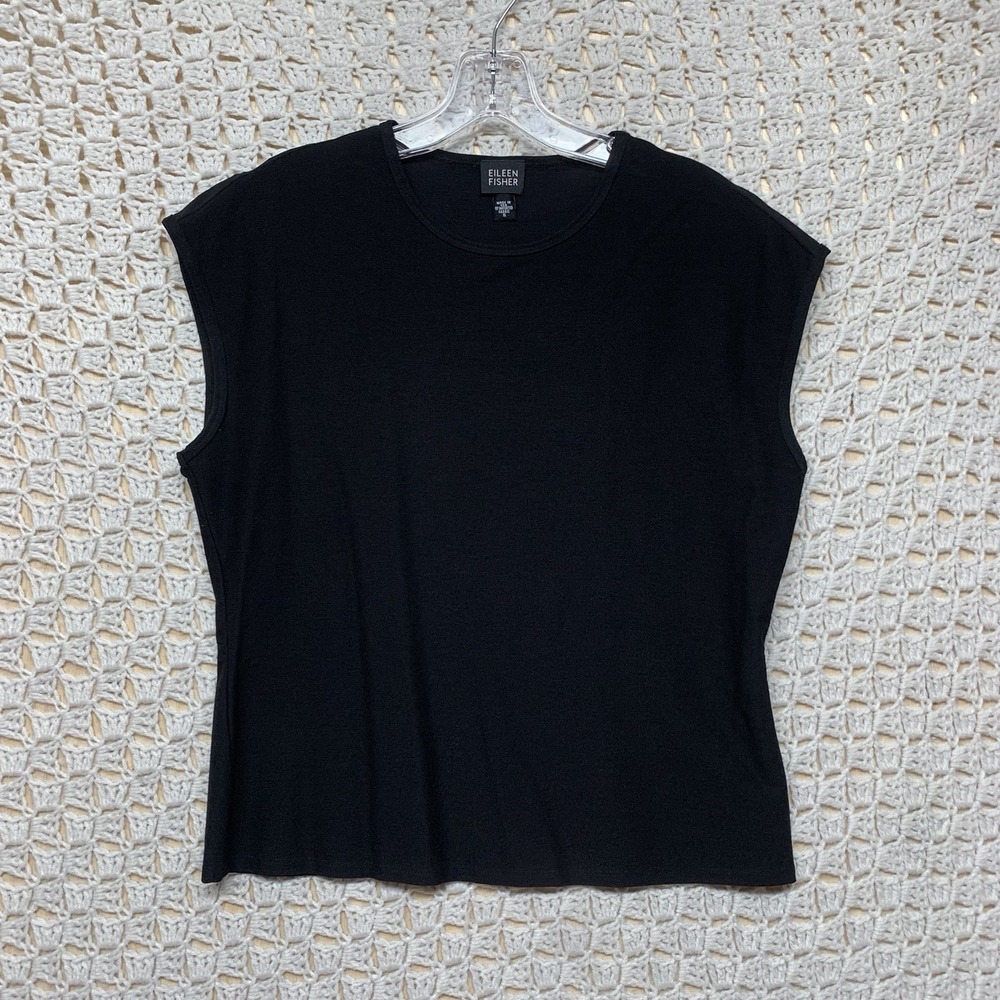Eileen Fisher T Shirt‎ Top Women S Black Viscose Blend Crew Neck